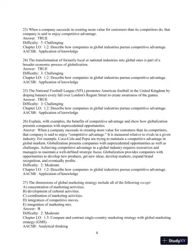 Test Bank for Global Marketing , 10th Edition - Page 8 preview image