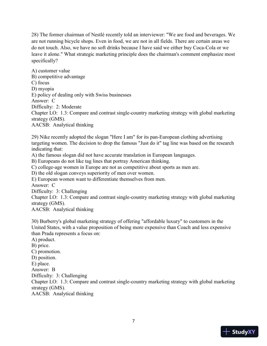 Test Bank for Global Marketing   , 10th Edition, page 9