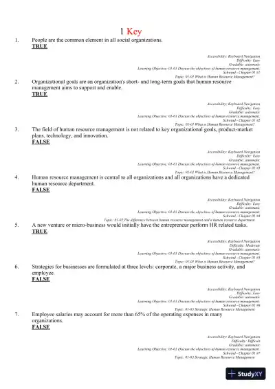 Canadian Human Resource Management 11th Edition Test Bank - Page 12 preview image