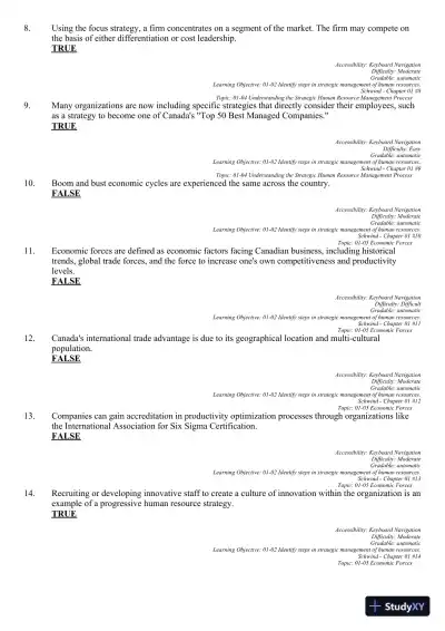 Canadian Human Resource Management 11th Edition Test Bank - Page 13 preview image