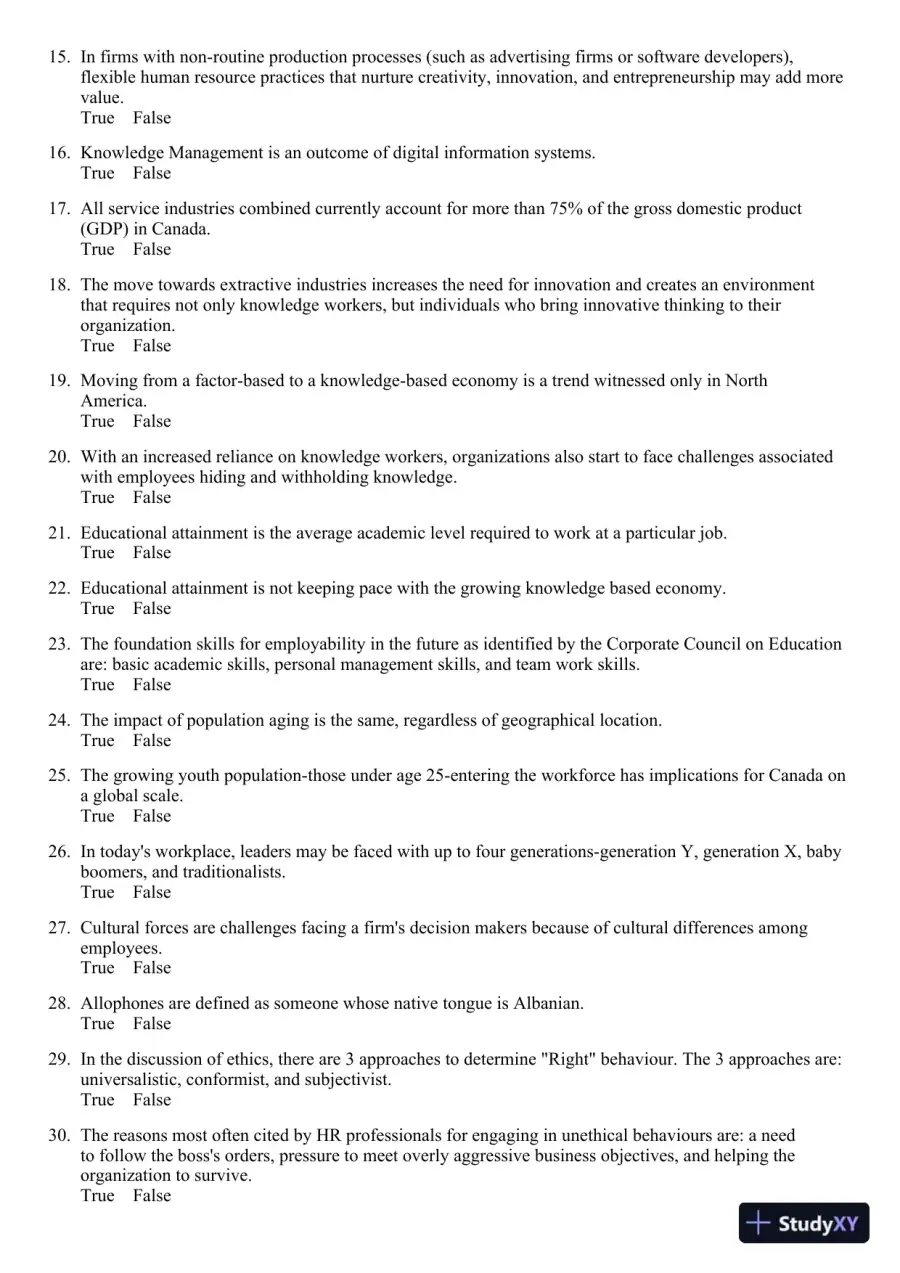 Canadian Human Resource Management 11th Edition Test Bank, page 3