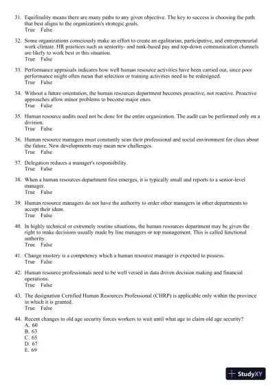 Canadian Human Resource Management 11th Edition Test Bank - Page 4 preview image