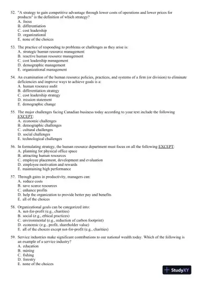 Canadian Human Resource Management 11th Edition Test Bank - Page 6 preview image