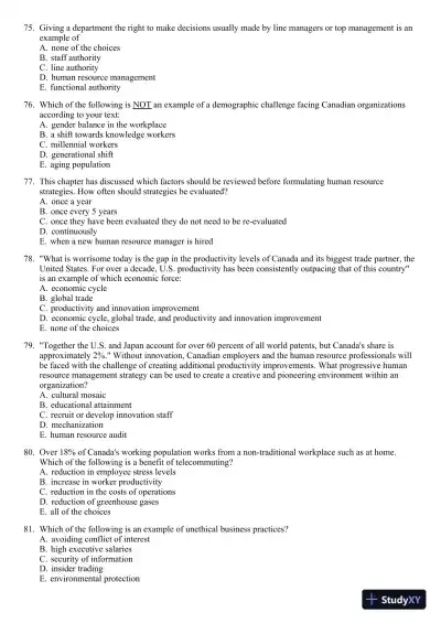 Canadian Human Resource Management 11th Edition Test Bank - Page 9 preview image