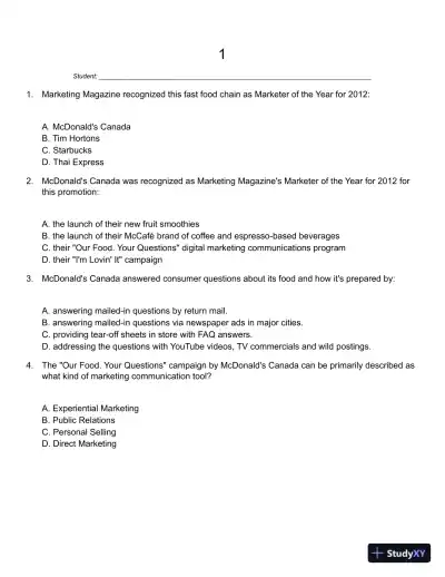 Advertising and Promotion: An Integrated Marketing Communications Perspective 5th Edition Test Bank - Page 1 preview image