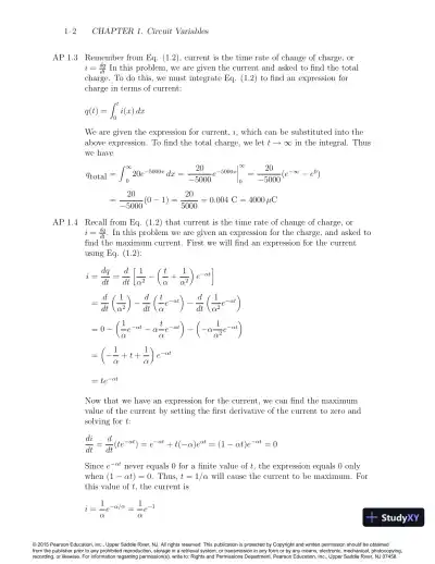 Solution Manual For Electric Circuits, 10th Edition - Page 3 preview image