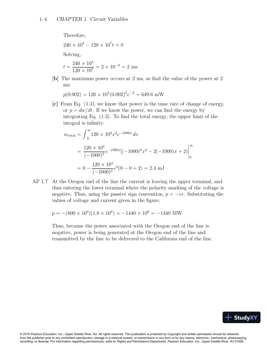 Solution Manual For Electric Circuits, 10th Edition, page 5