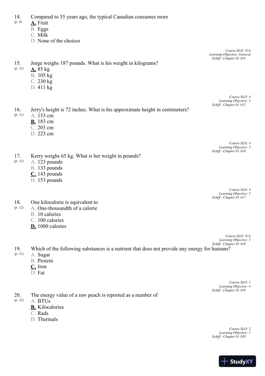 Nutrition for Healthy Living 1st Edition 2011 Test Bank, page 11