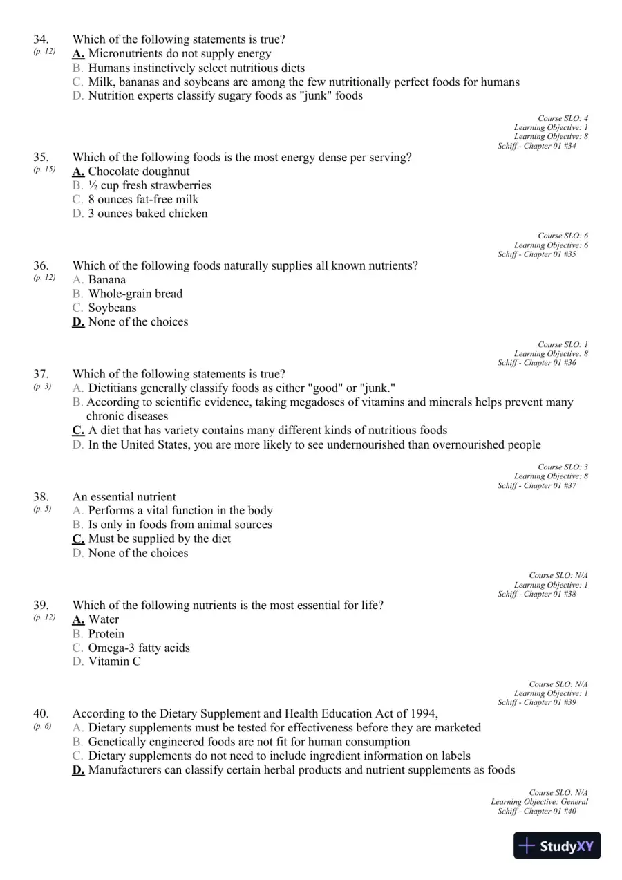 Nutrition for Healthy Living 1st Edition 2011 Test Bank, page 14