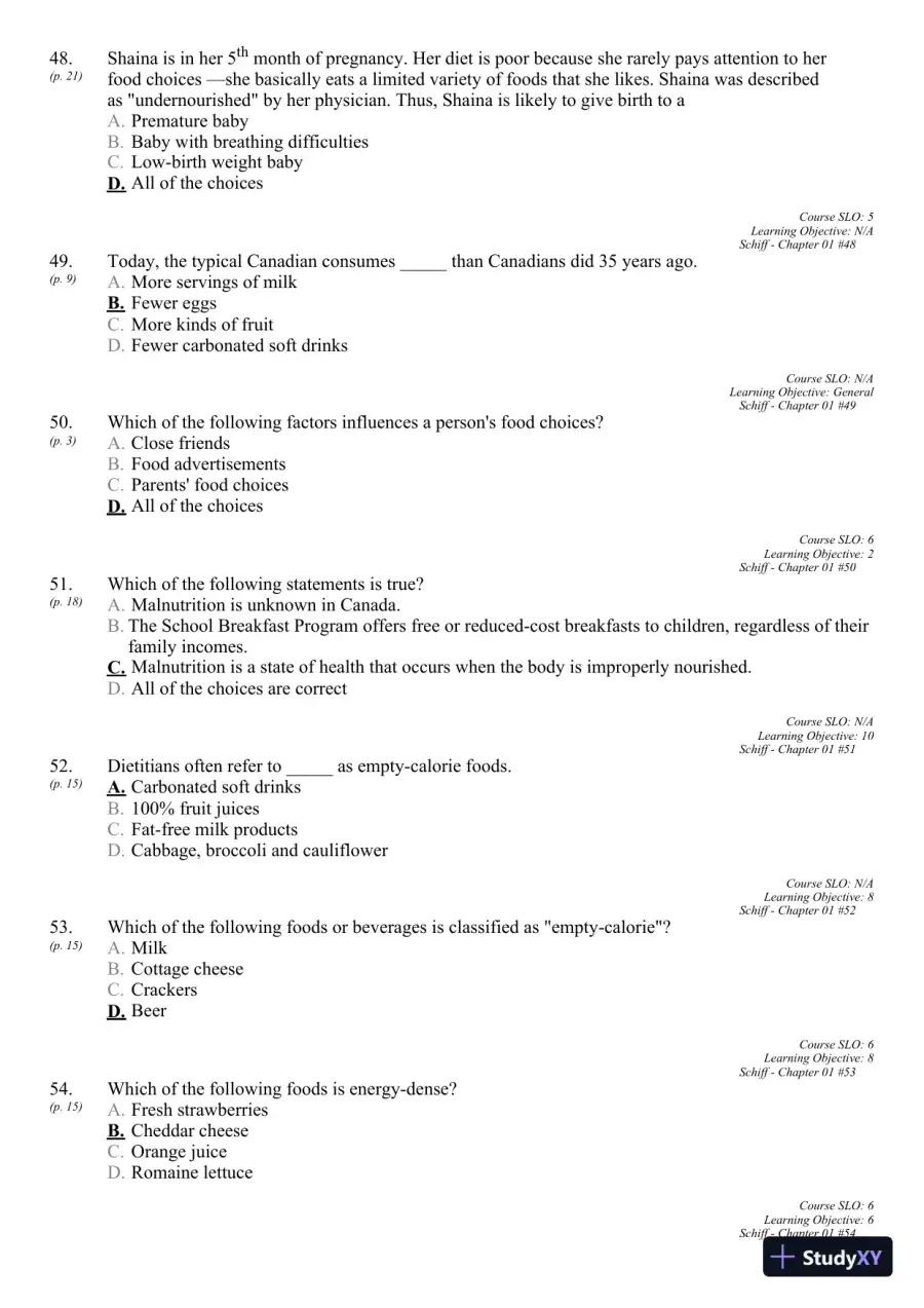 Nutrition for Healthy Living 1st Edition 2011 Test Bank, page 16