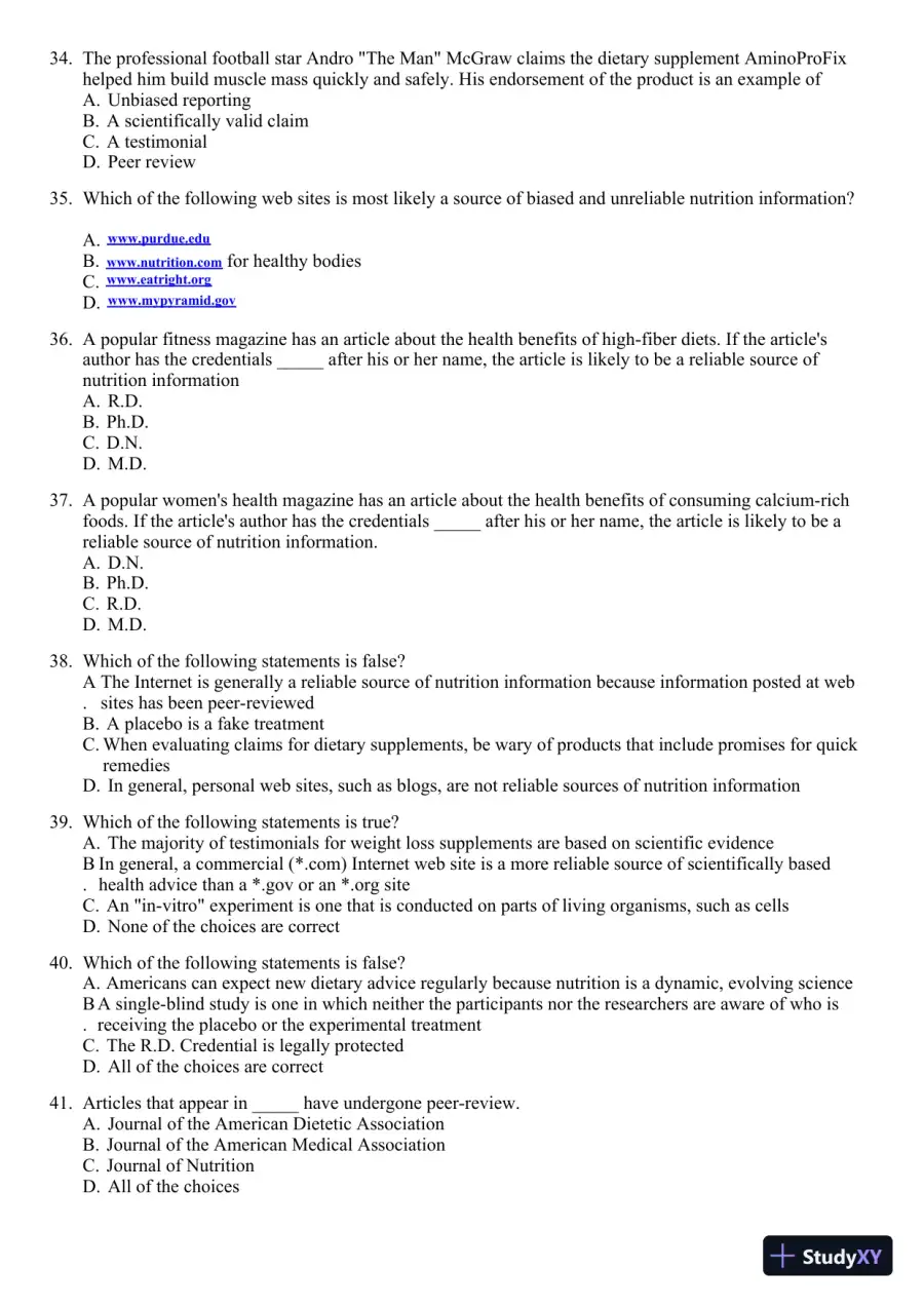 Nutrition for Healthy Living 1st Edition 2011 Test Bank, page 24