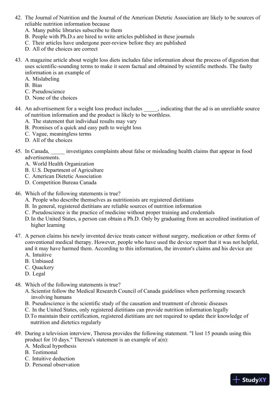 Nutrition for Healthy Living 1st Edition 2011 Test Bank, page 25
