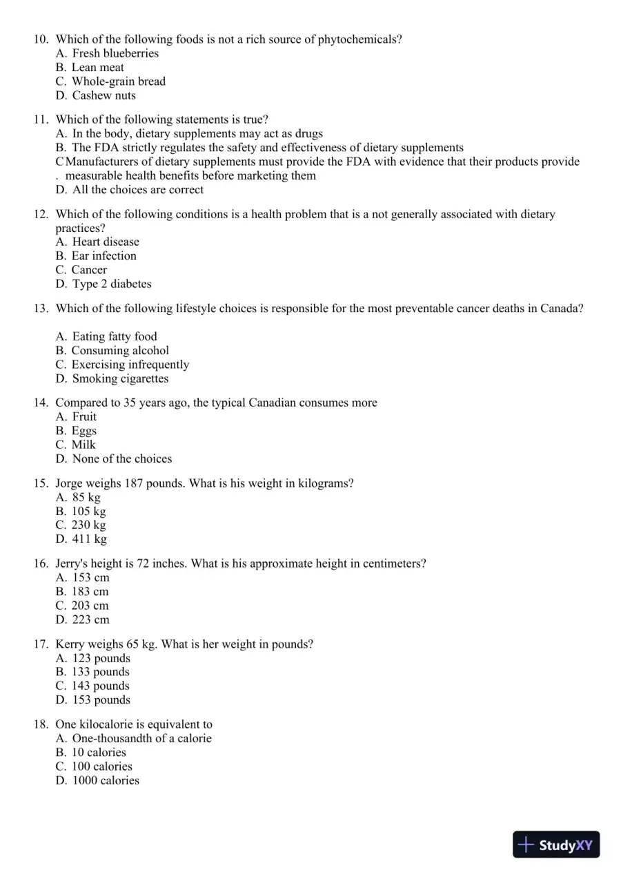 Nutrition for Healthy Living 1st Edition 2011 Test Bank, page 3