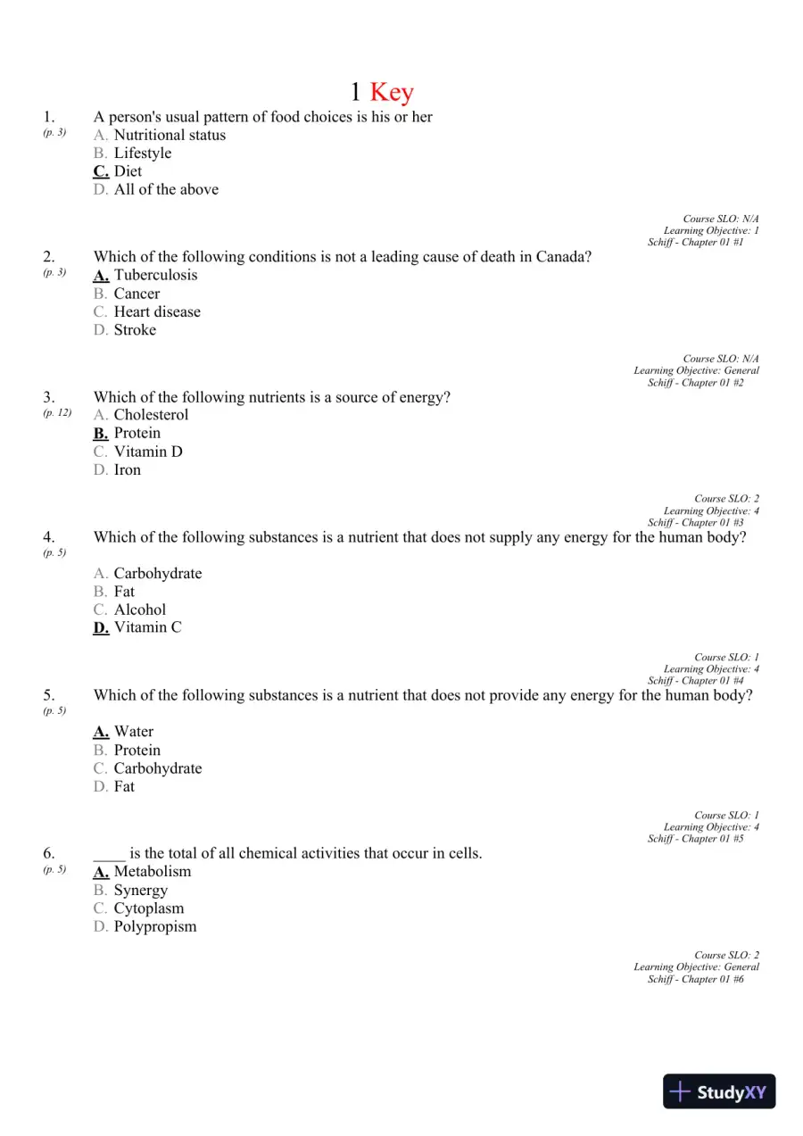 Nutrition for Healthy Living 1st Edition 2011 Test Bank, page 9
