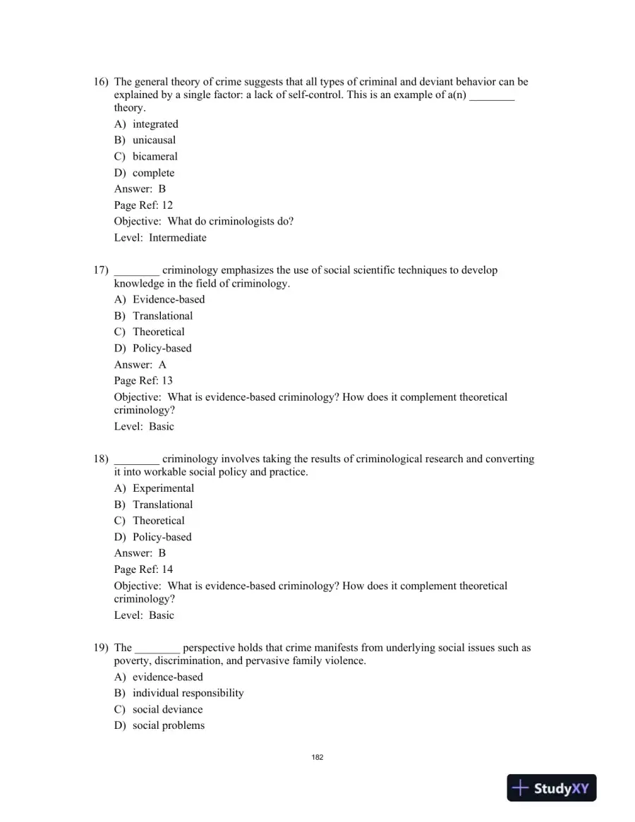 Test Bank for Criminology Today: An Integrative Introduction, 10th Edition, page 8