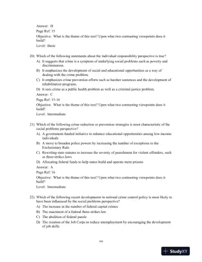 Test Bank for Criminology Today: An Integrative Introduction, 10th Edition - Page 9 preview image