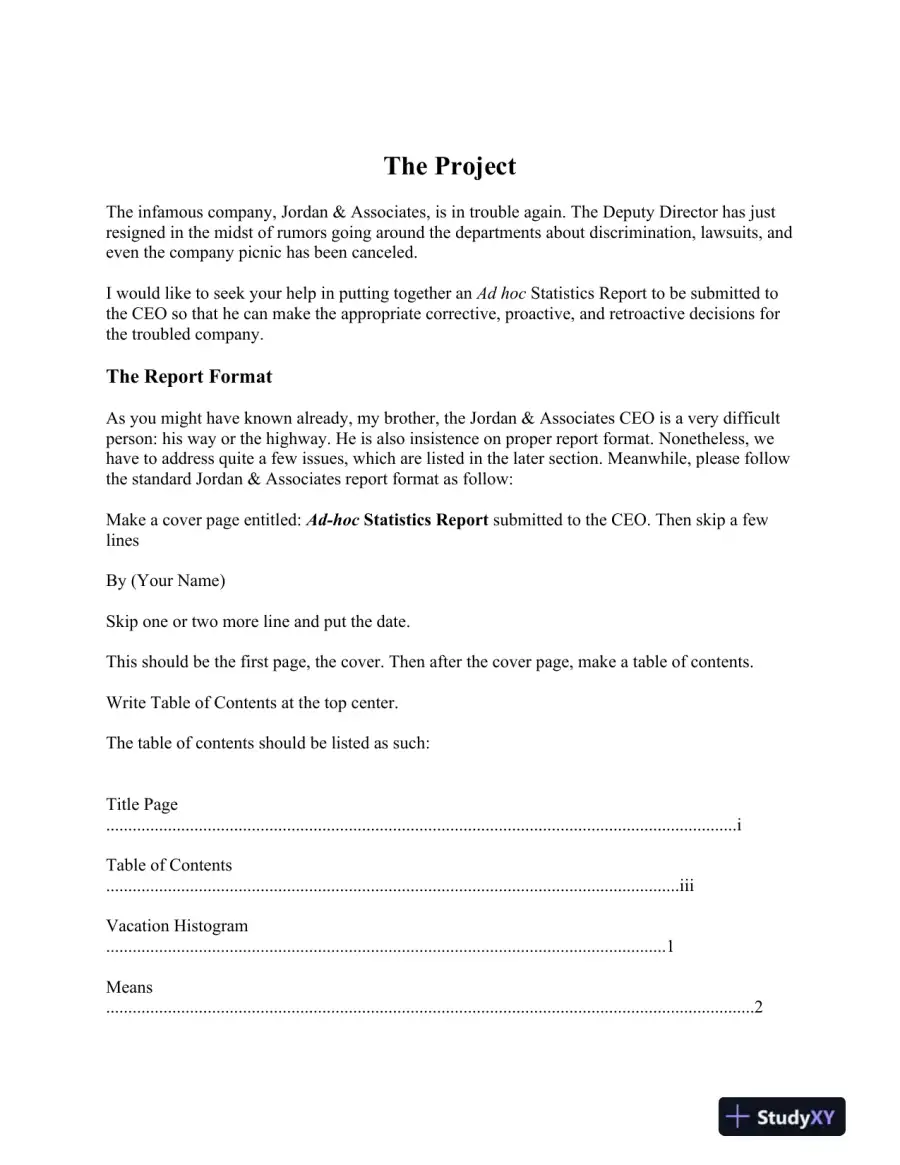 Ad-hoc Statistics Report for Jordan & Associates: Addressing Key Organizational Issues, page 3