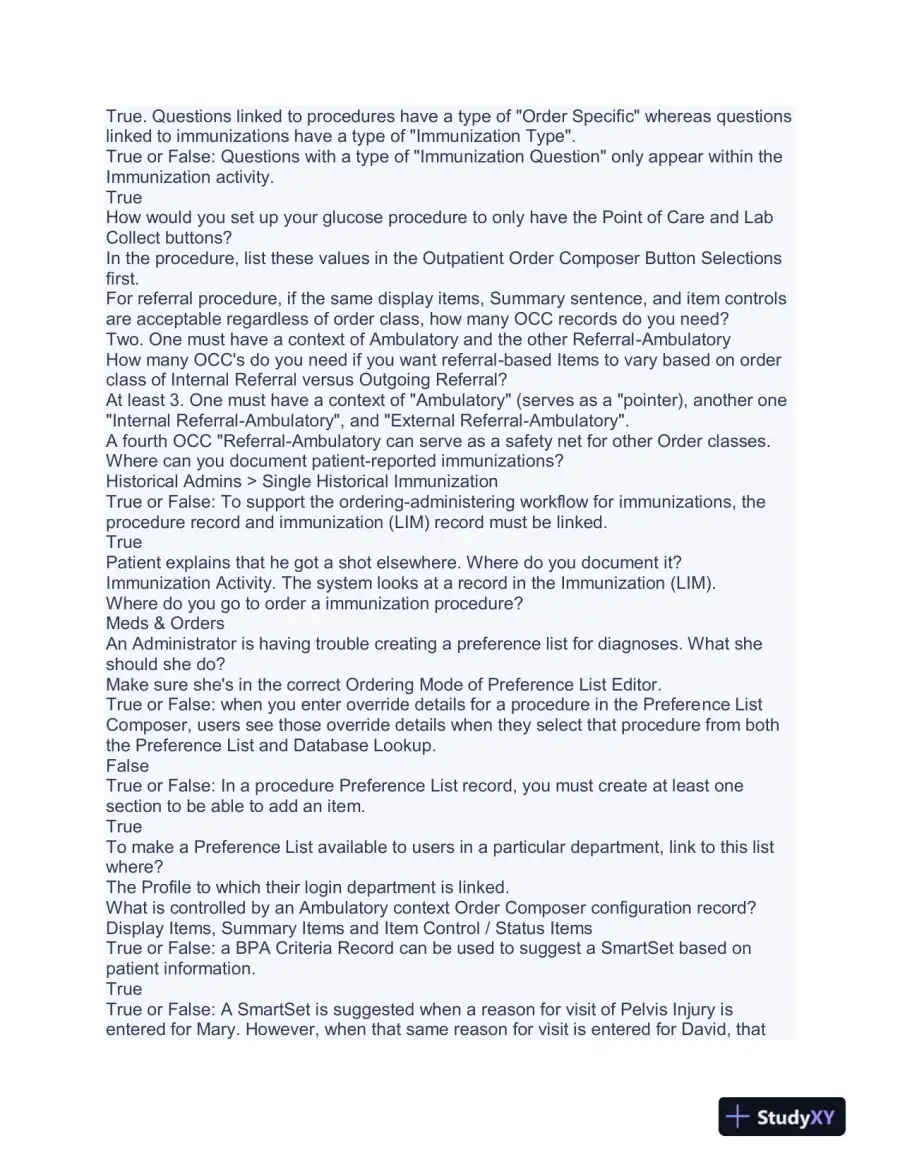 AMB400 EpicCare Administration Practice Exam With Answers (83 Solved Questions), page 3