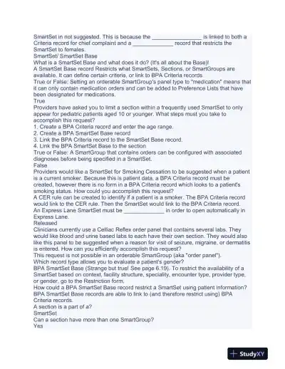 AMB400 EpicCare Administration Practice Exam With Answers (83 Solved Questions) - Page 4 preview image