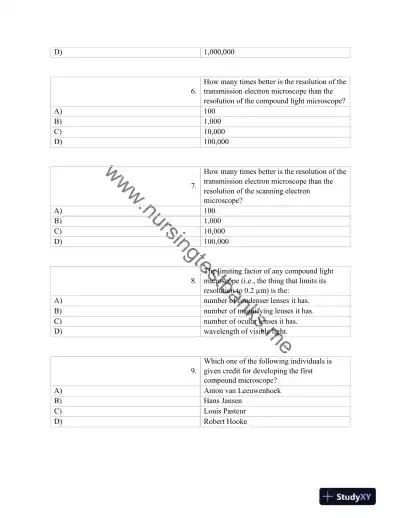 Test Bank For Burtons Microbiology for the Health Sciences, 9th Edition - Page 10 preview image