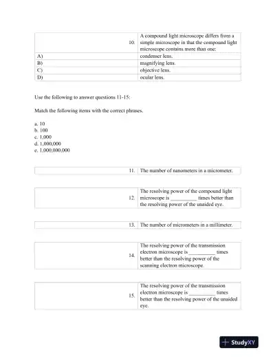 Test Bank For Burtons Microbiology for the Health Sciences, 9th Edition - Page 11 preview image