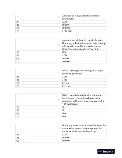Test Bank For Burtons Microbiology for the Health Sciences, 9th Edition - Page 9 preview image