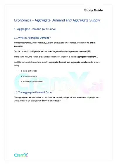 Economics - Aggregate Demand and Aggregate Supply - Page 1 preview image