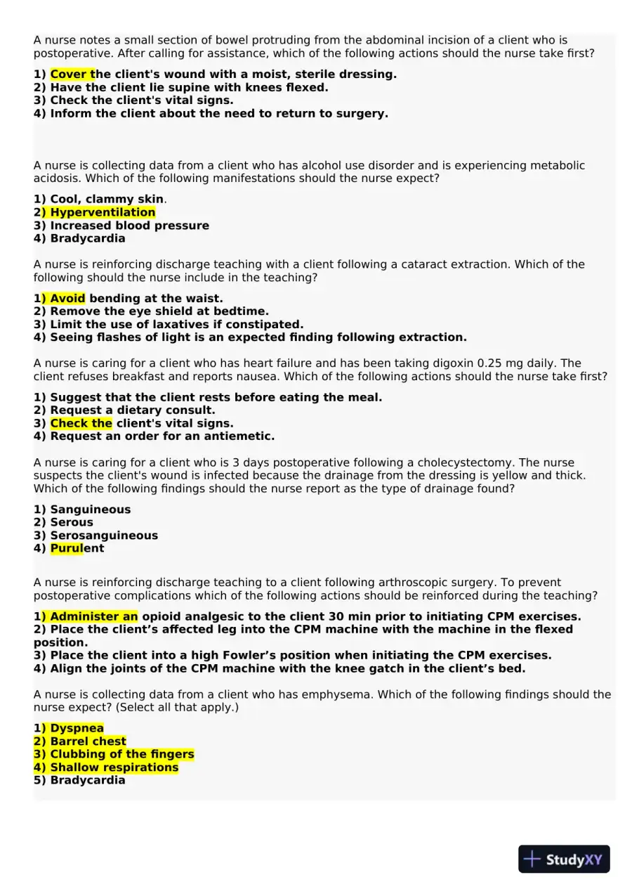 2021 HESI PN Medical surigical Proctored Exam Versions 12 With Answers (134 Solved Questions), page 3
