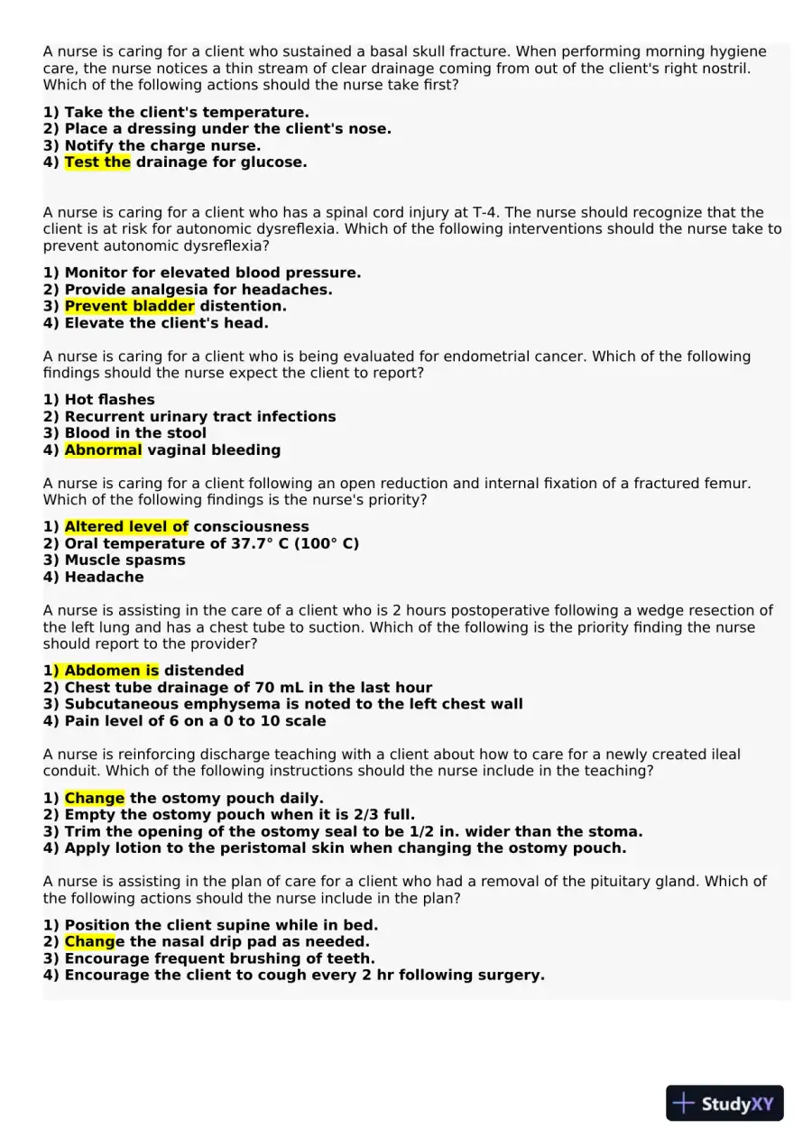 2021 HESI PN Medical surigical Proctored Exam Versions 12 With Answers (134 Solved Questions), page 4