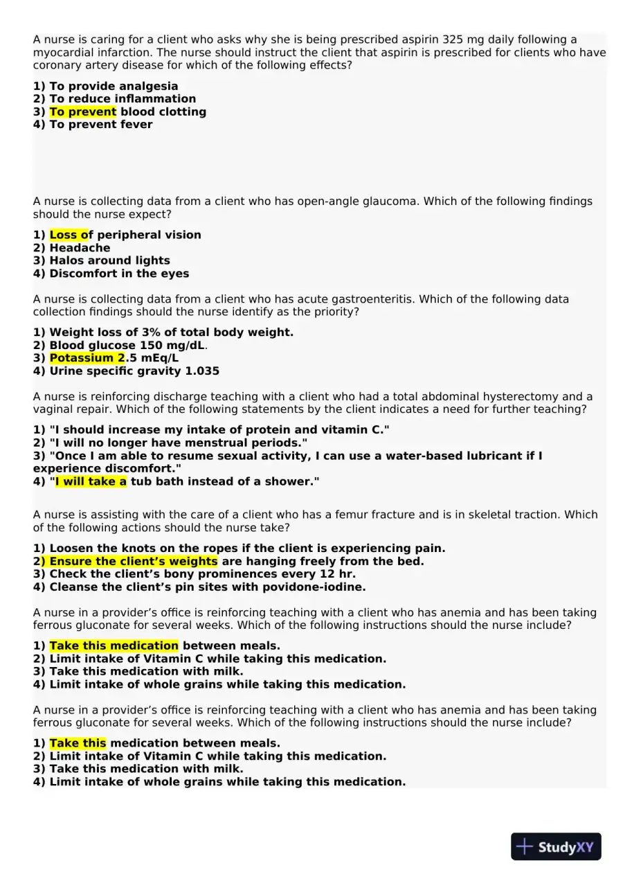 2021 HESI PN Medical surigical Proctored Exam Versions 12 With Answers (134 Solved Questions), page 5