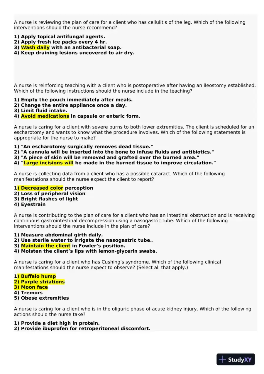 2021 HESI PN Medical surigical Proctored Exam Versions 12 With Answers (134 Solved Questions), page 6