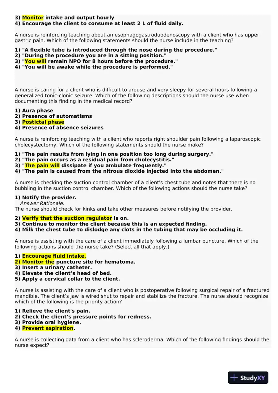 2021 HESI PN Medical surigical Proctored Exam Versions 12 With Answers (134 Solved Questions), page 7