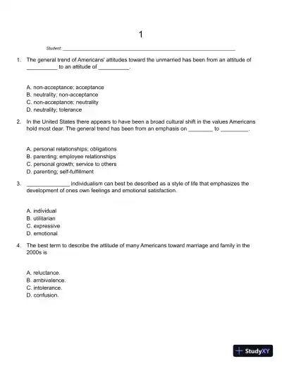Public and Private Families: An Introduction 7th Edition Test Bank - Page 1 preview image