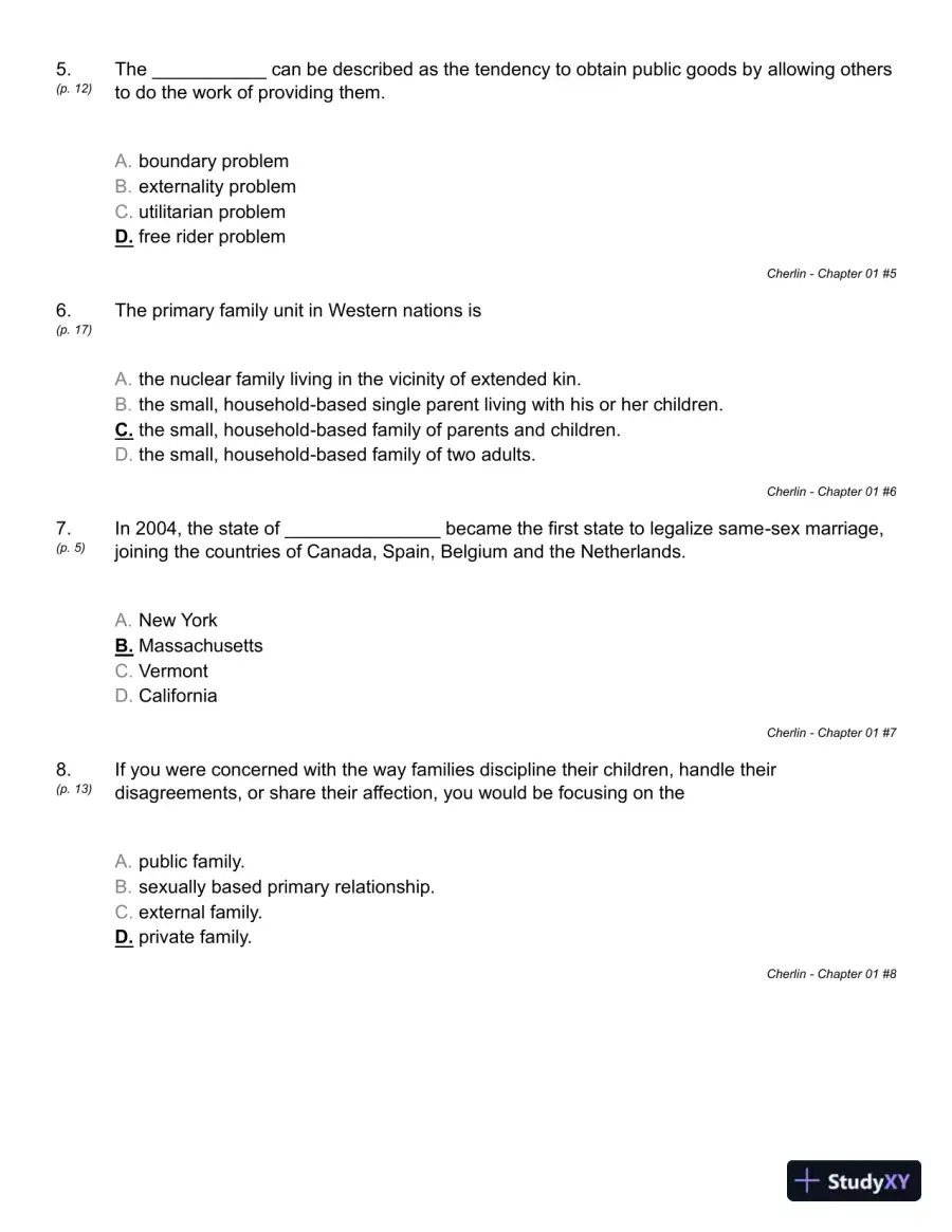 Public and Private Families: An Introduction 7th Edition Test Bank, page 14
