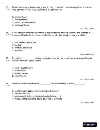 Public and Private Families: An Introduction 7th Edition Test Bank - Page 16 preview image