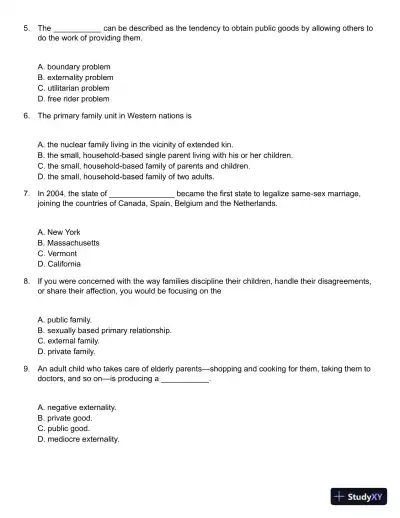 Public and Private Families: An Introduction 7th Edition Test Bank - Page 3 preview image