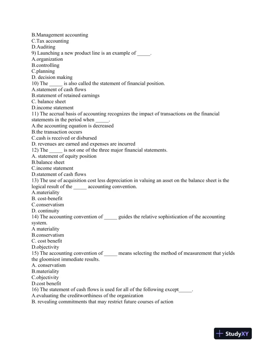 ACC 560: Comprehensive Financial Accounting and Management Control System Final Exam, page 3