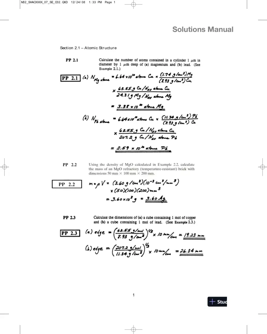 Solution Manual for Introduction to Materials Science for Engineers, 8th Edition, page 3