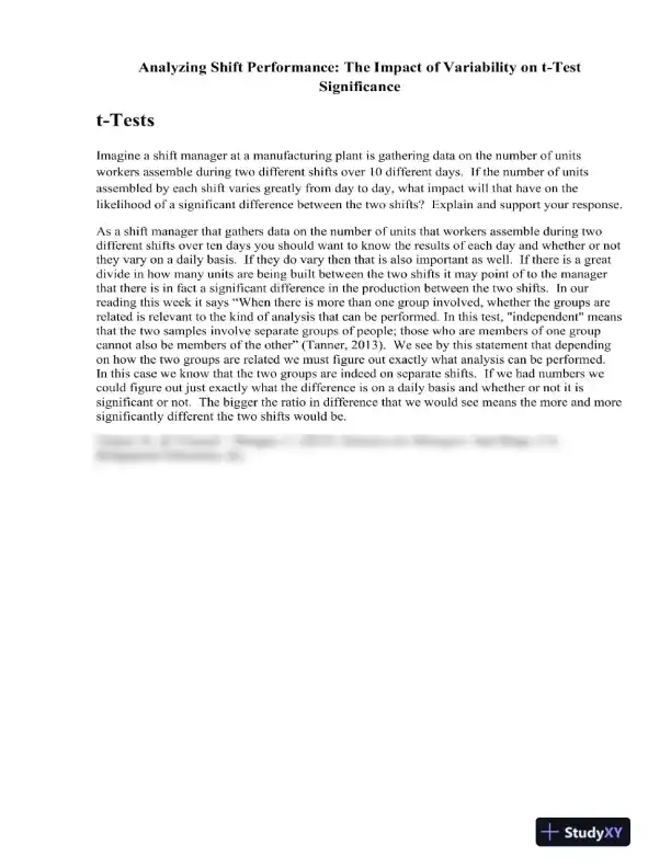 Analyzing Shift Performance: The Impact of Variability on t-Test Significance - Page 1 preview image