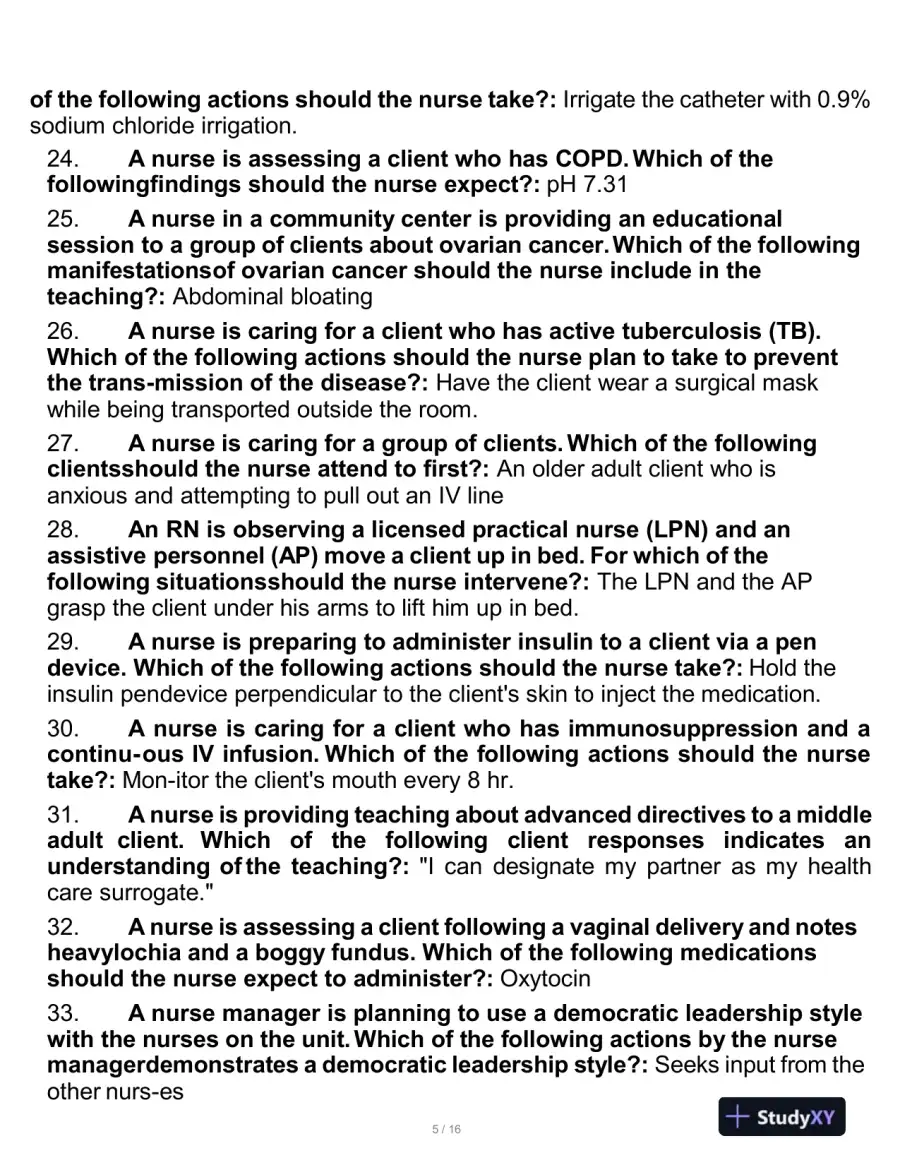 2019 ATI RN Comp Capstone, Proctored, Comprehensive Exam With Answers (150 Solved Questions), page 6