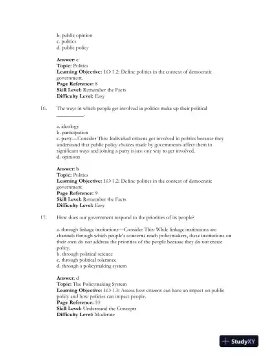 Government in America 17th Edition Test Bank - Page 10 preview image