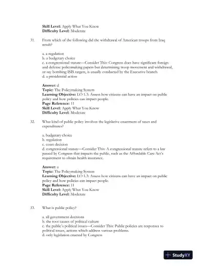 Government in America 17th Edition Test Bank - Page 16 preview image