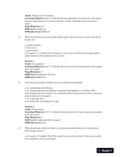 Government in America 17th Edition Test Bank - Page 9 preview image