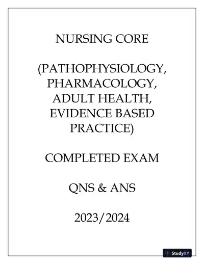 2023-2024 Pathophysiology, Pharmacology, Adult health Practice Exam With Answers (50 Solved Questions) - Page 1 preview image