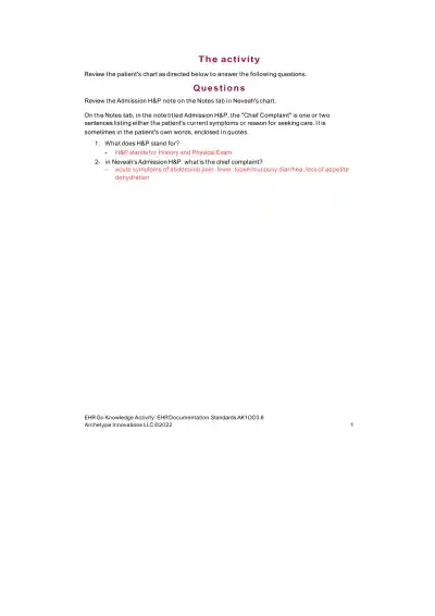 Understanding the Patient's Chart - Page 1 preview image