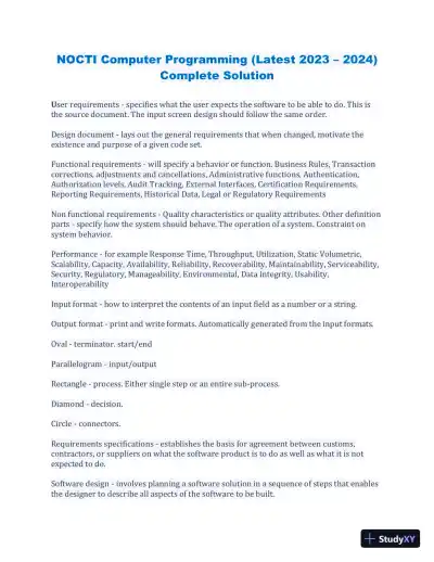 2023-2024 NOCTI Computer Programming Practice Exam with Answers (61 Solved Questions) - Page 1 preview image