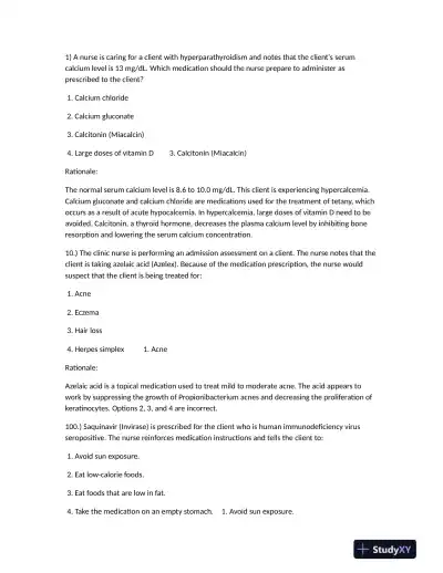 HESI Clinical Analysis Practice Exam With Answers (248 Solved Questions) - Page 1 preview image
