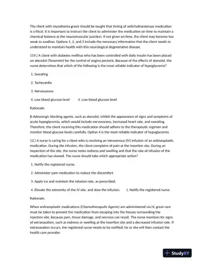 HESI Clinical Analysis Practice Exam With Answers (248 Solved Questions) - Page 11 preview image