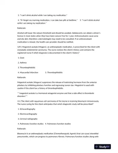 HESI Clinical Analysis Practice Exam With Answers (248 Solved Questions) - Page 16 preview image