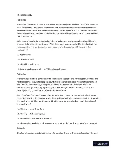 HESI Clinical Analysis Practice Exam With Answers (248 Solved Questions) - Page 4 preview image